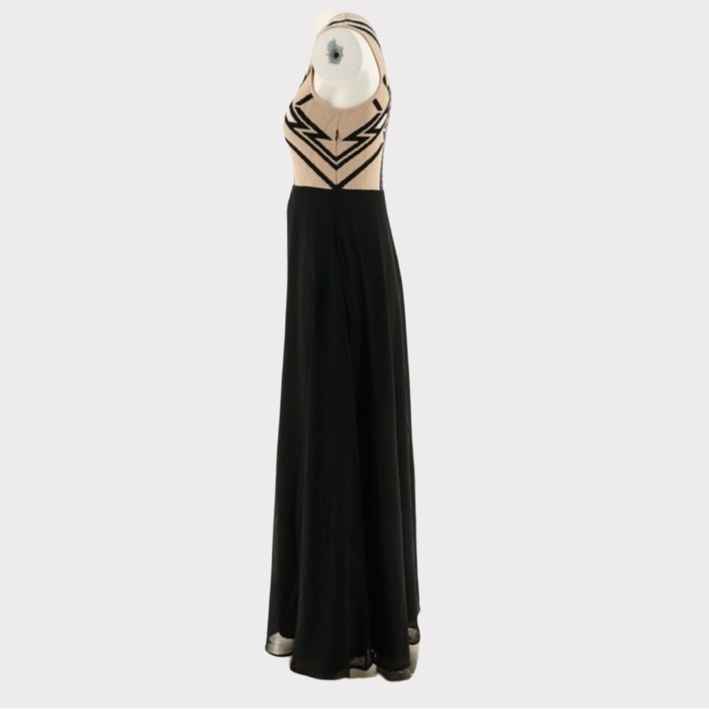 NWOT | G.I.L.I. Maxi Dress | Black & Tan | Sweater Top | Chiffon Skirt | 16P - Picture 4 of 8